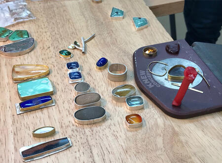 Bezel Settings on Jewelers Bench