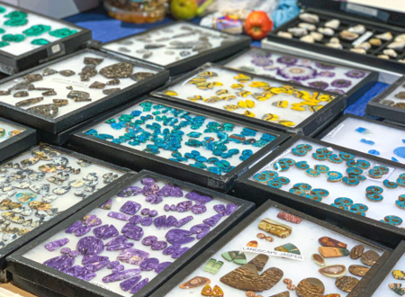 Gem boxes on display