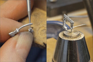 Fentz.silver hinge being carved